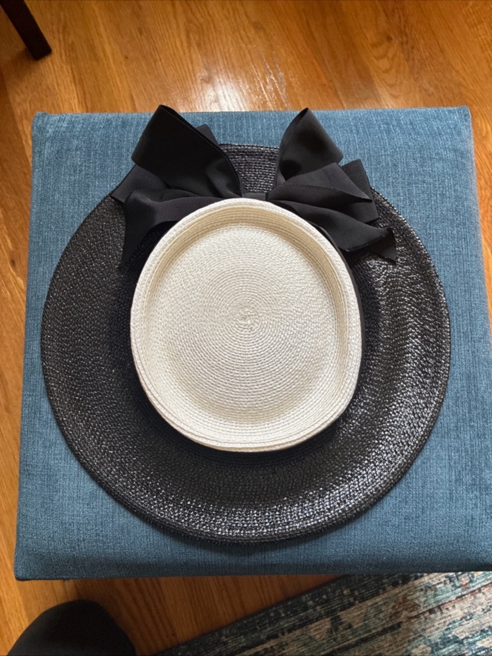 Frank Olive black-and-white vintage straw derby church hat - Picture 3 of 12